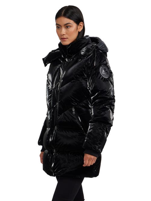 Pajar Estelle Mixed Chevron Quilted Puffer With Detachable Hood In Black
