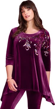 Roaman's Velour Hanky Hem Tunic