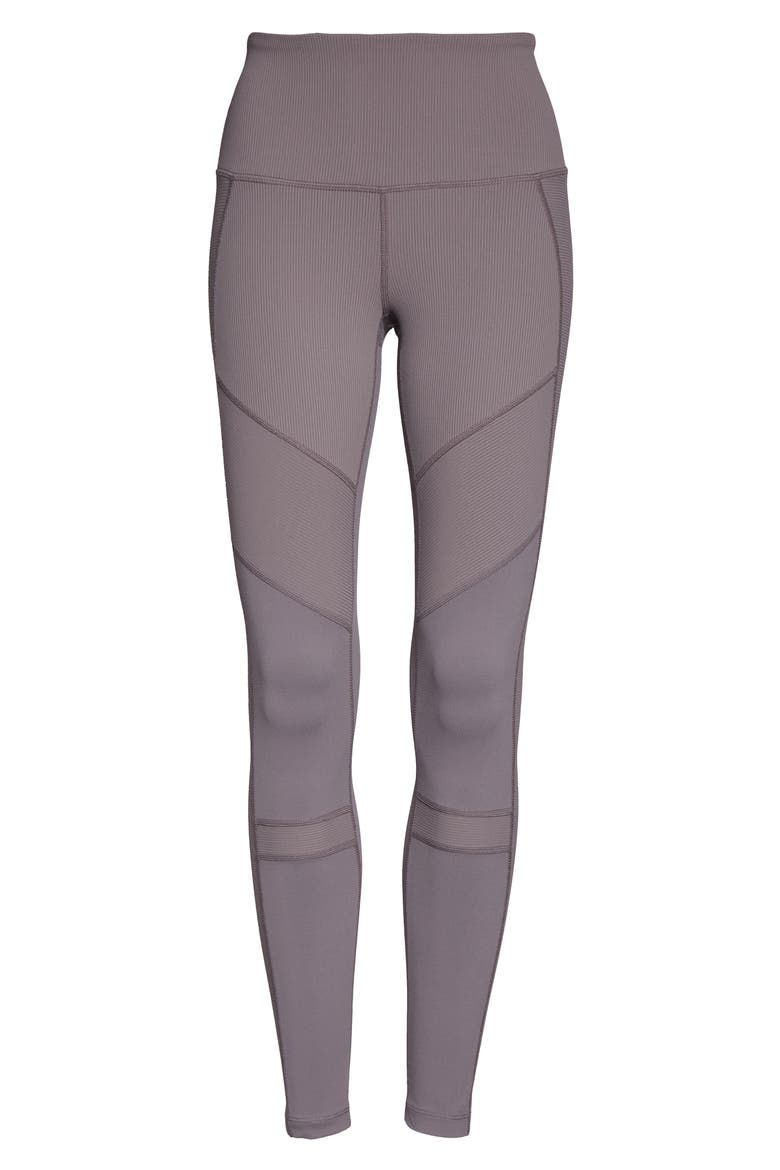 Moto Ribbed High Waist Ankle Leggings, Alternate, color, GREY TRUFFLE