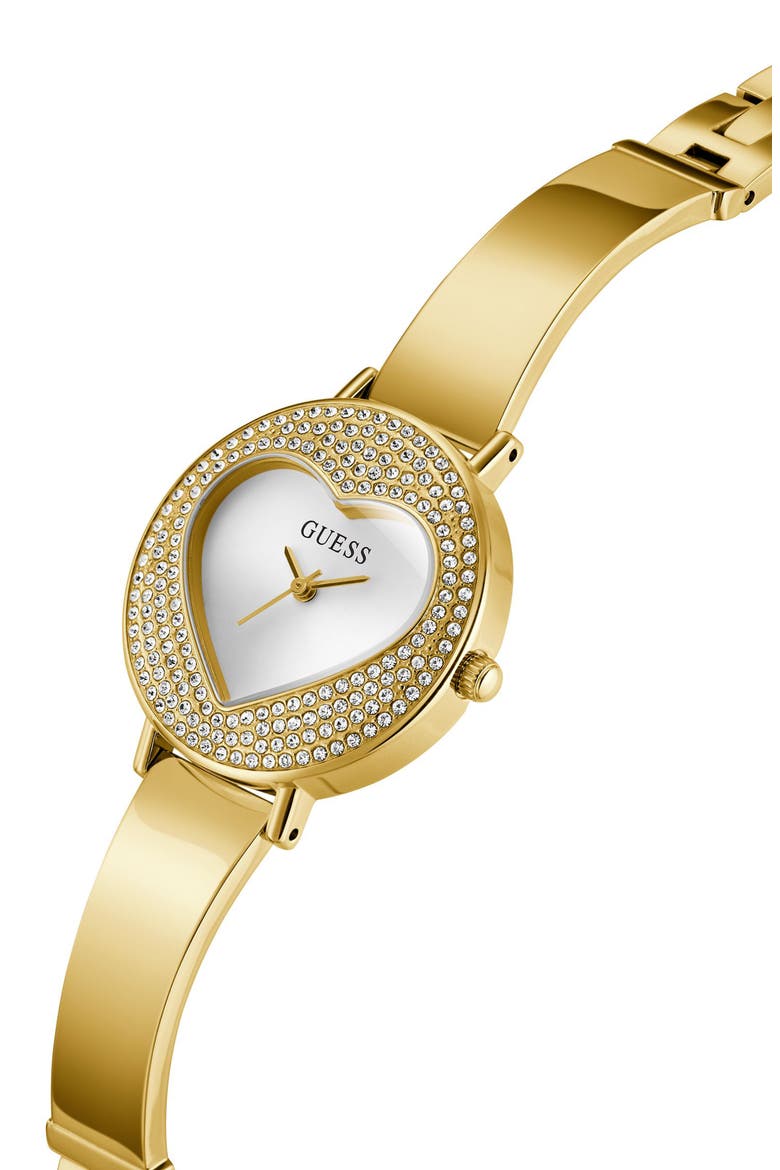 Crystal Heart Dial Bracelet Watch, 30mm, Alternate, color, WHITE/ GOLD