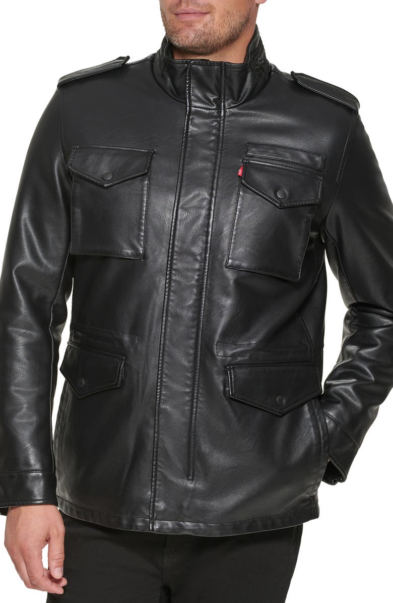 Levi's<sup>®</sup> Faux Leather Military Jacket, Alternate, color, 