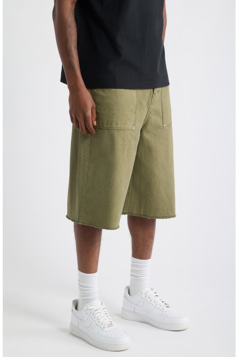 Raw Hem Cotton Twill Bermuda Shorts, Alternate, color, GREEN