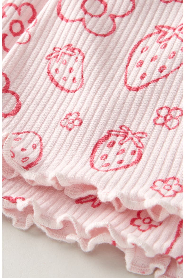 Kids' Rib Print Flare Leggings, Alternate, color, PINK BALM STRAWBERRY DOODLE