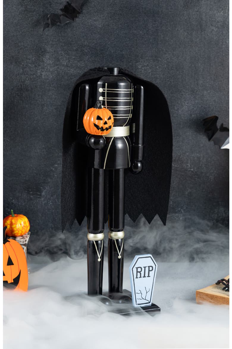 Halloween Wood Skeleton with Ornament Nutcrackers, Alternate, color, Black