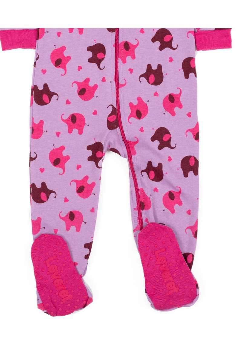Leveret Kids Footed Printed Cotton Matching Family Pajamas, Animal Kingdom Prints, Alternate, color, Elephant