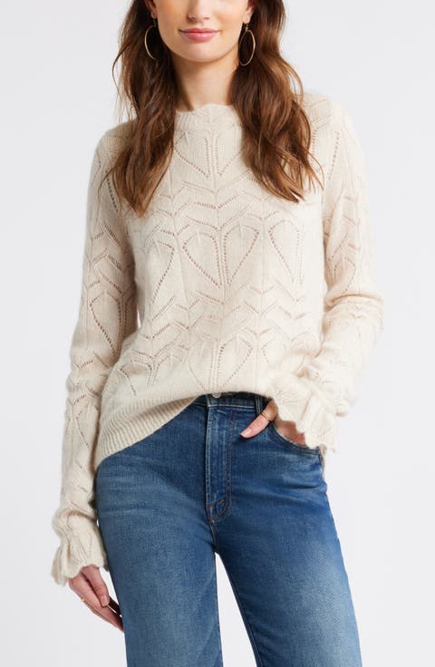 Pointelle Scallop Neck Sweater