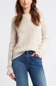 Treasure & Bond Pointelle Scallop Neck Sweater