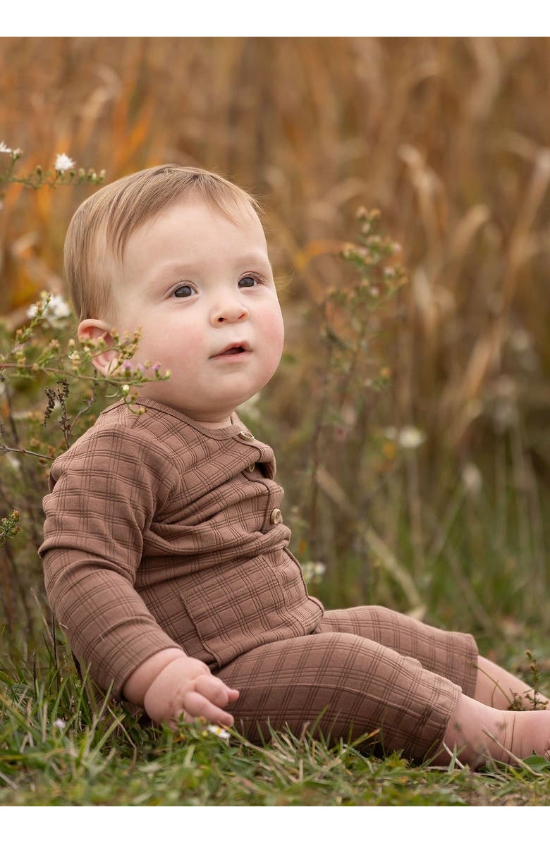 Beckett and Bear Theo Romper, Alternate, color, Brown