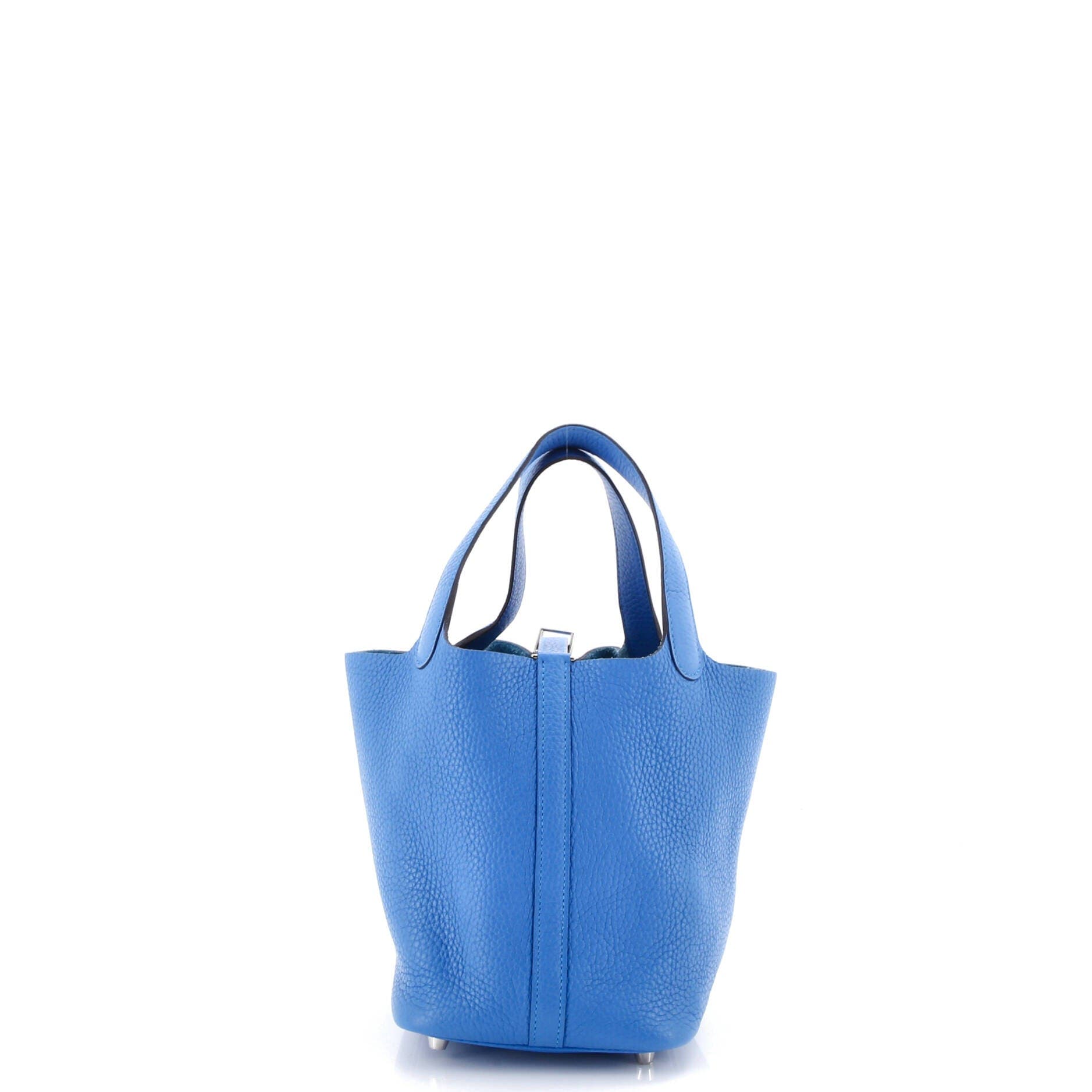 Pre-Owned Hermes Picotin Lock Bag Clemence PM, Alternate, color, Bleu Zanzibar