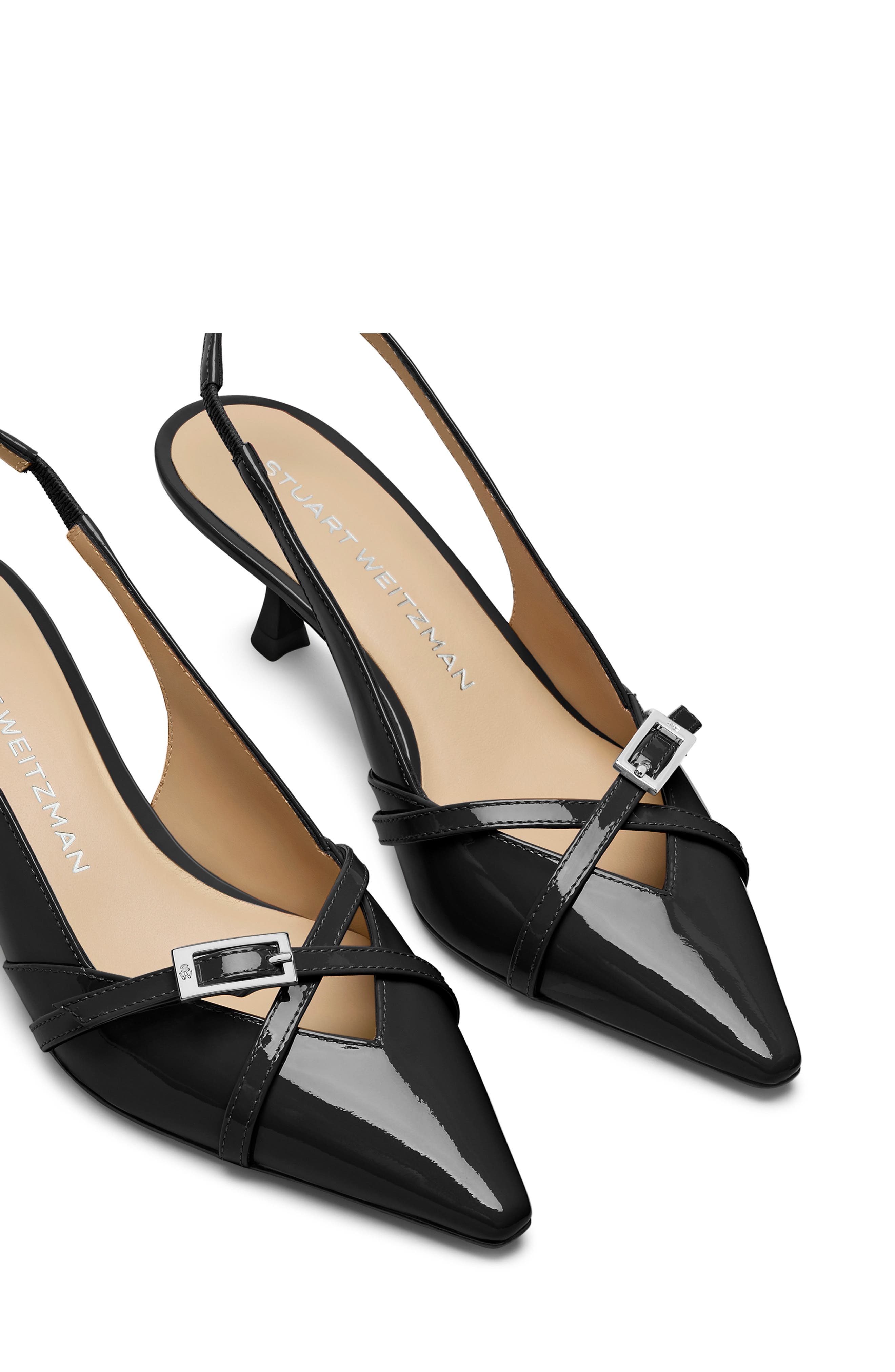 Stuart Weitzman Georgie Kitten Heel Slingback Pump, Alternate, color, Black