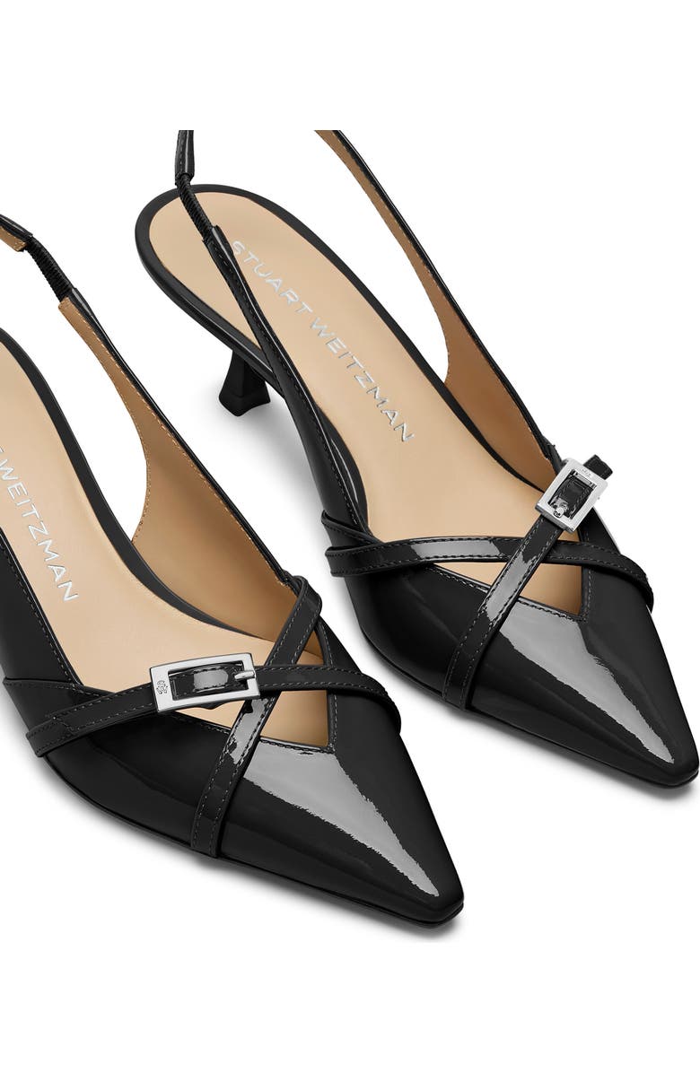 Stuart Weitzman Georgie Kitten Heel Slingback Pump, Alternate, color, Black