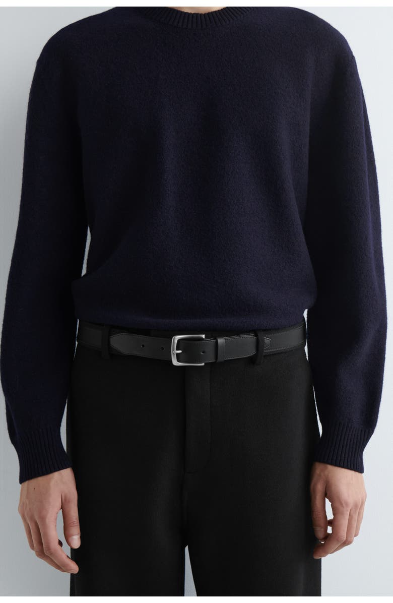 COS Leather-Trimmed Webbing Belt, Main, color, Black