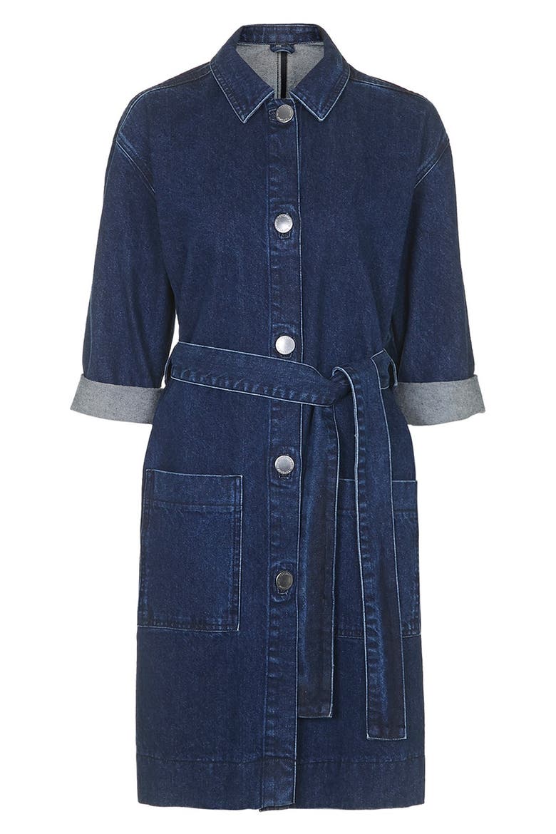 Belted Denim Jacket, Main, color, INDIGO