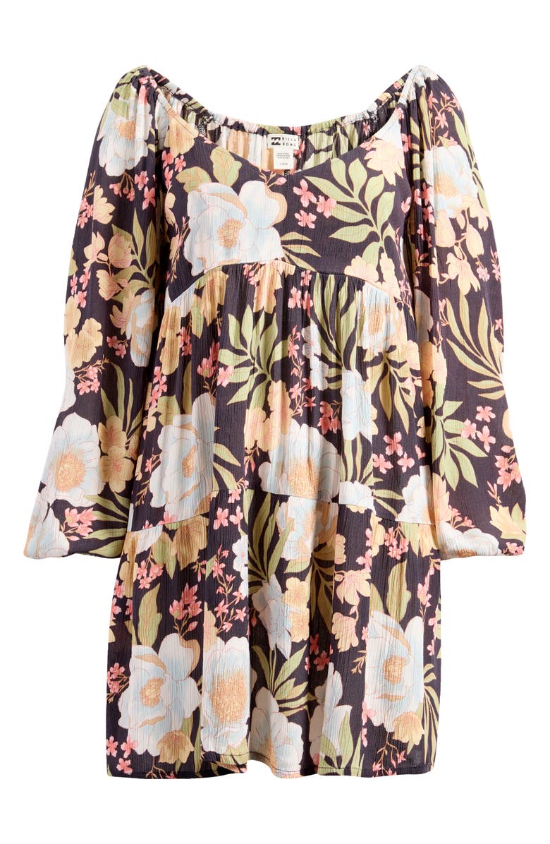 Billabong Lost Days Moon Floral Long Sleeve Babydoll Dress, Alternate, color, 