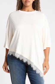 Renee C Lace Hem Asymmetric Top