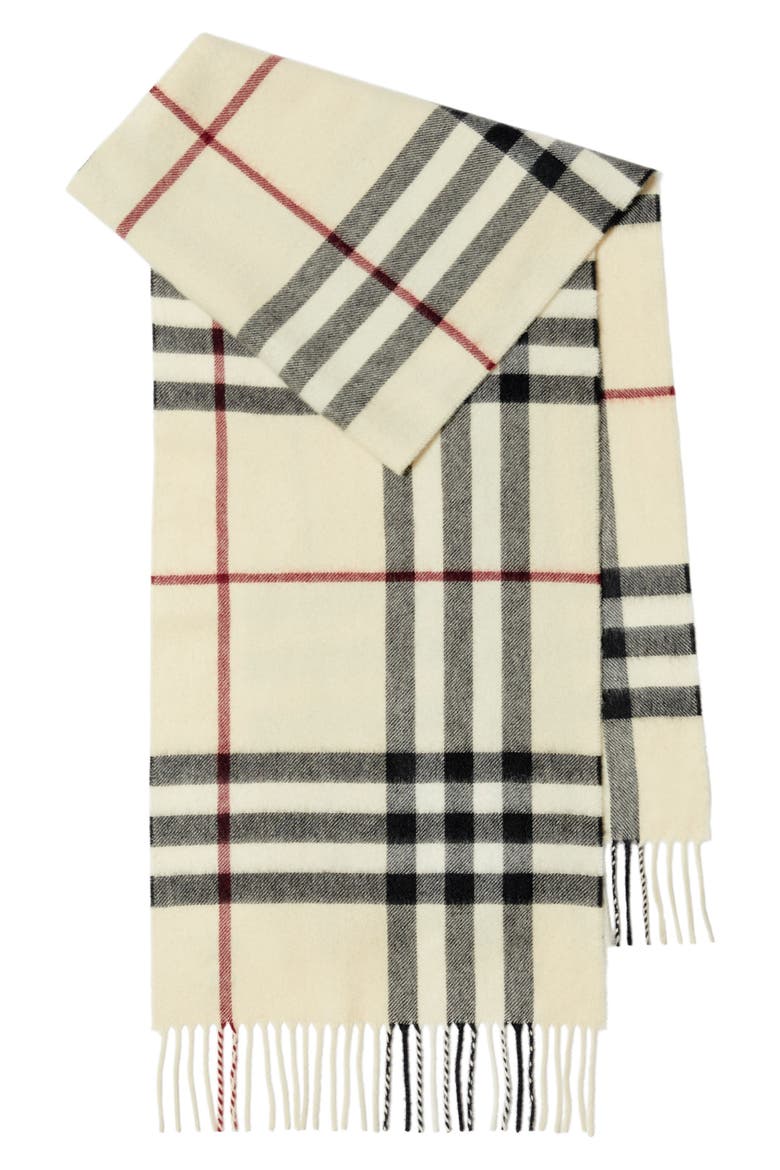 Giant Icon Check Cashmere Scarf, Main, color, STONE