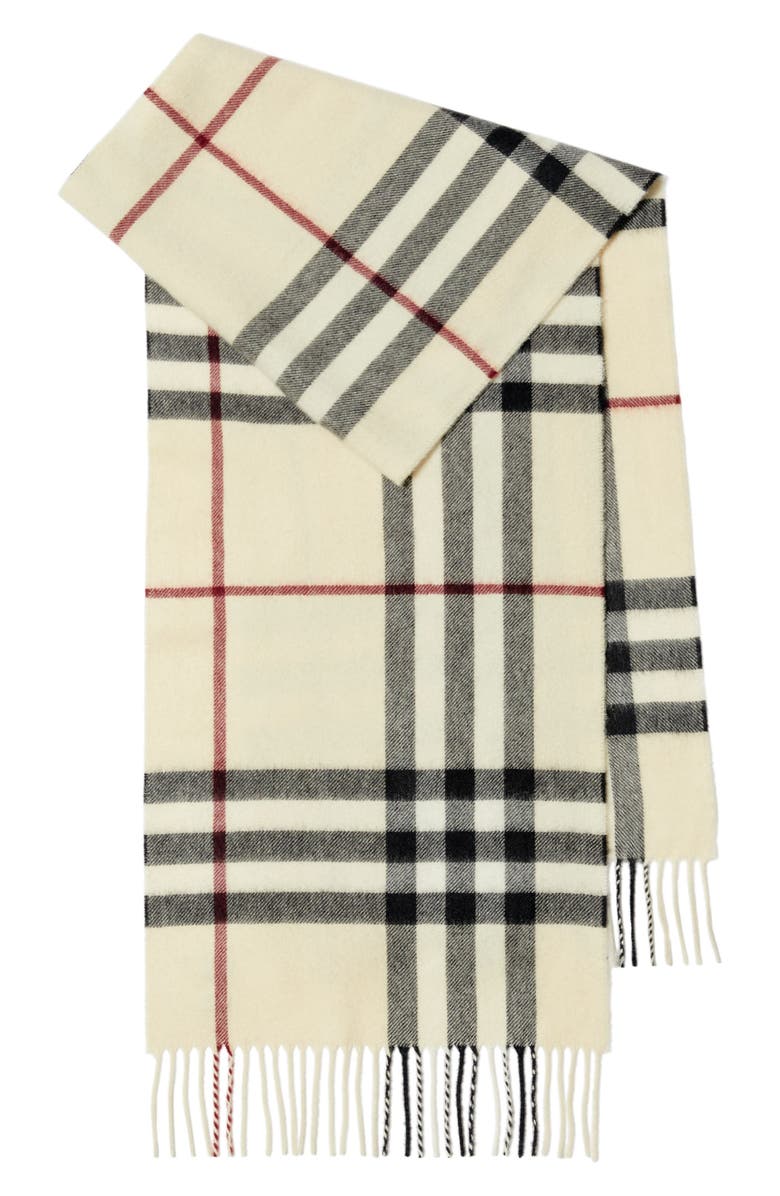 Burberry Giant Icon Check Cashmere Scarf, Main, color, Stone