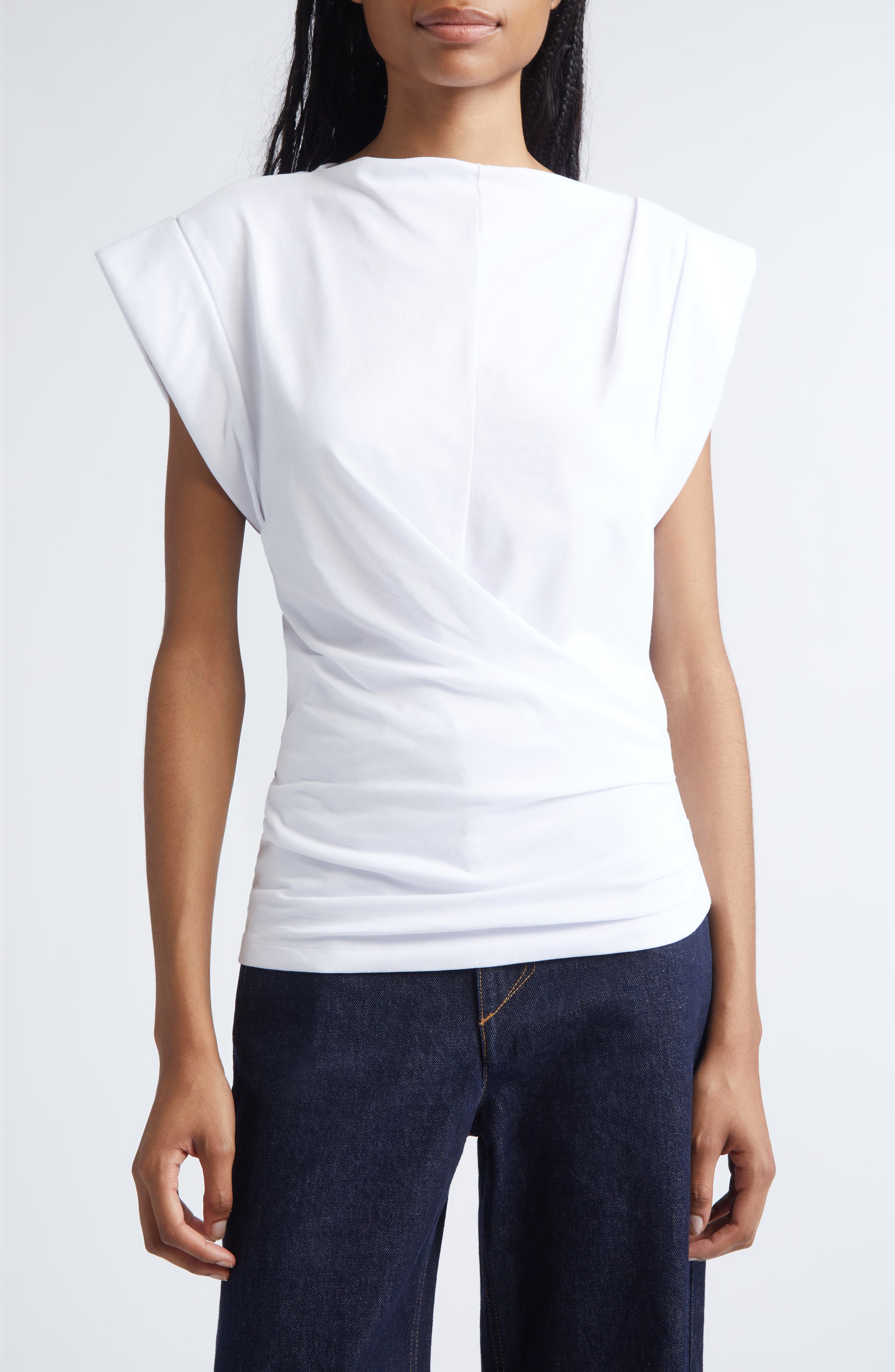 Maisan Draped Asymmetric Cotton T-Shirt - image 3