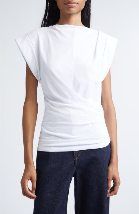 Maisan Draped Asymmetric Cotton T-Shirt