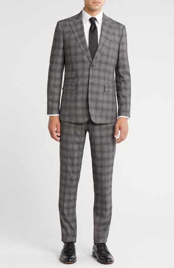 English Laundry Plaid Trim Fit Peak Lapel Two-Piece Suit