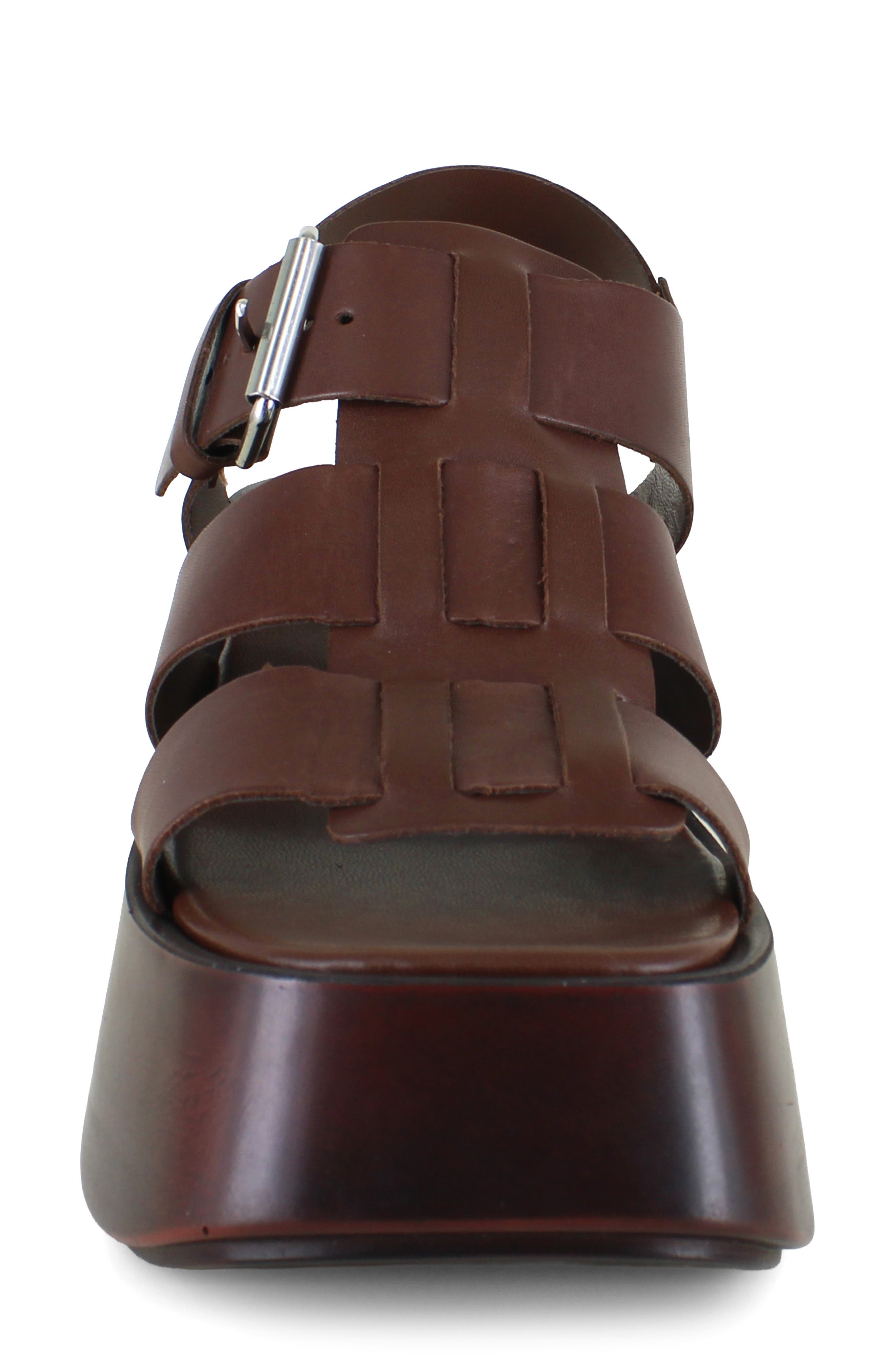 Candie's Laura Platform Sandal, Alternate, color, Brown Leather