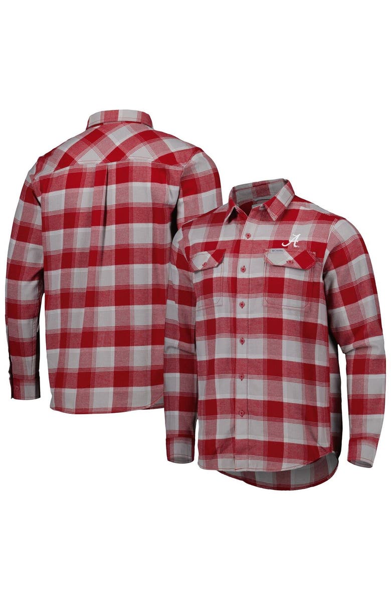 Columbia Men's Columbia Crimson Alabama Crimson Tide Flare Gun Flannel Team Button-Up Shirt, Alternate, color, 