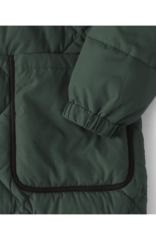 Lands' End Plus Size Featherfree Insulated Diamond Quilted Maxi Coat In Green