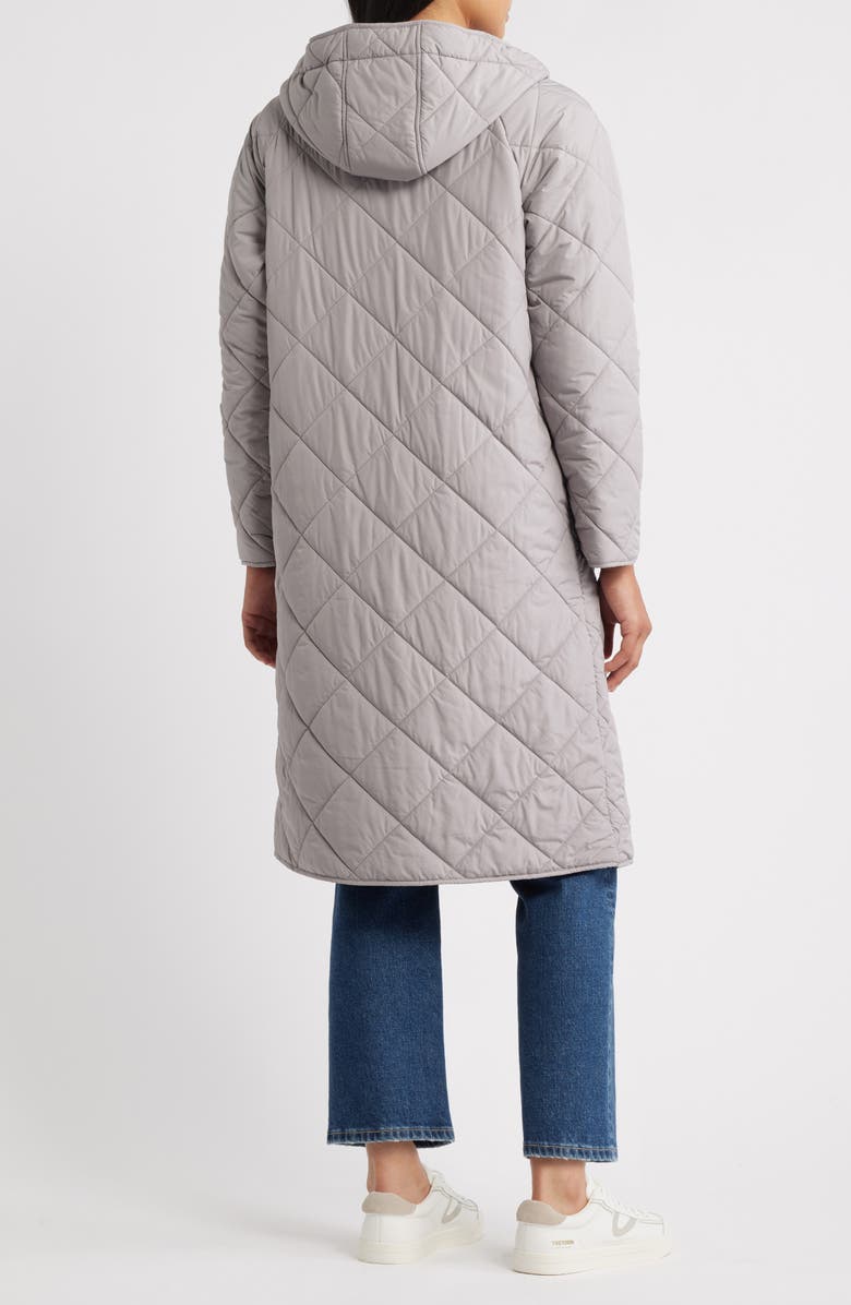 Bernardo Hooded Quilted Longline Jacket, Alternate, color, Ash