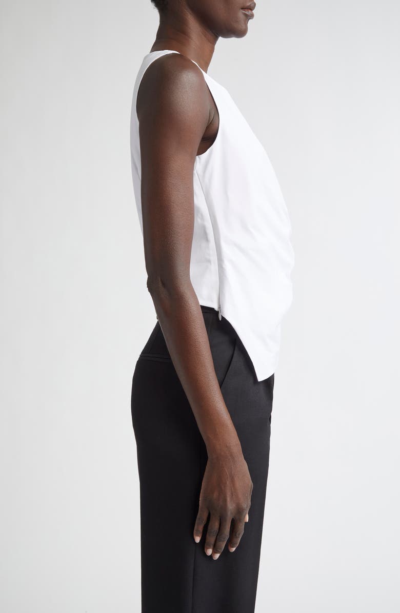 Lafayette 148 New York Sleeveless Wrap Front Stretch Cotton Blend Top, Alternate, color,