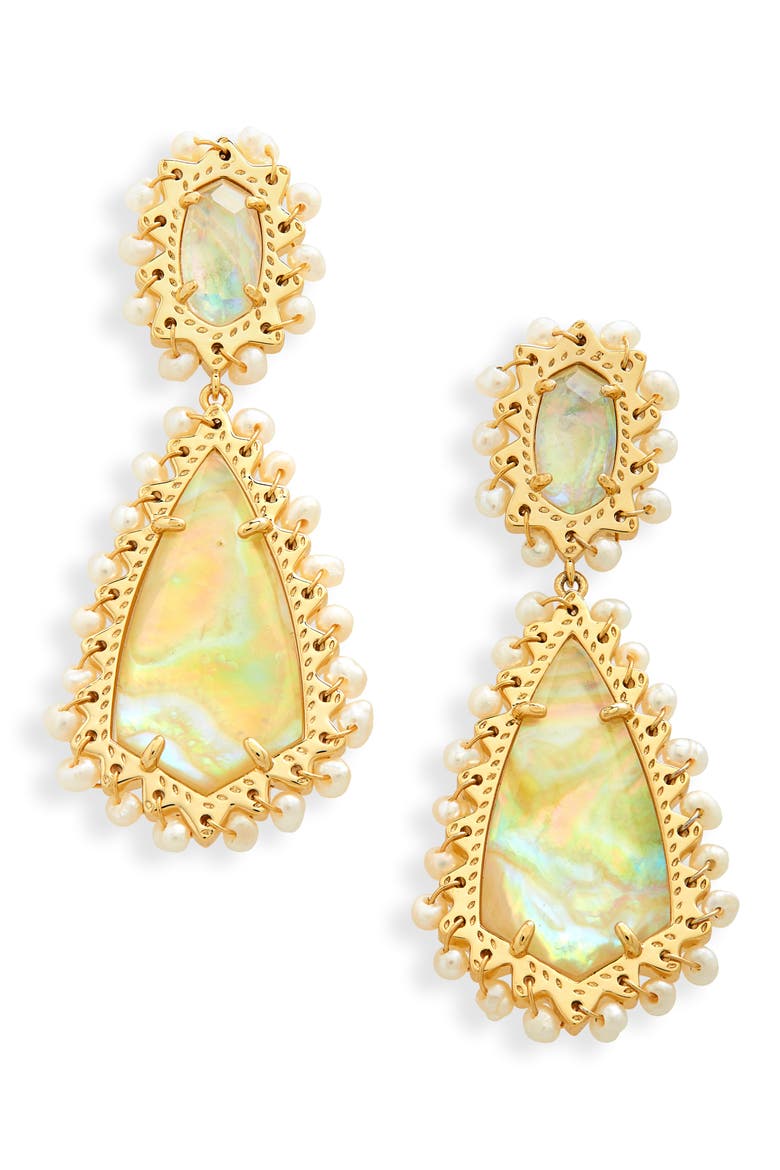 Beaded Camry Drop Earrings, Main, color, GOLD IRIDESCENT ABALONE