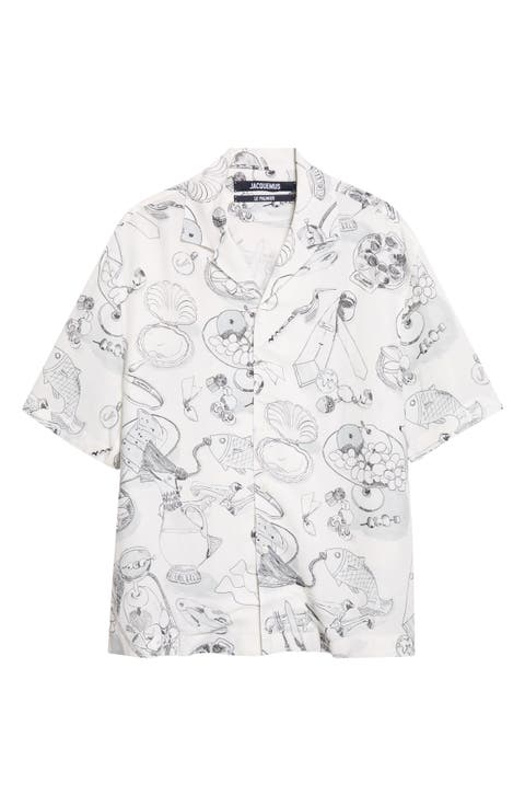 La Chemise Cocktail Print Camp Shirt