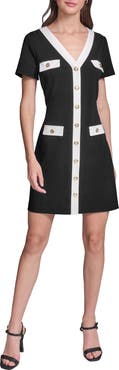 KARL LAGERFELD Short Sleeve Scuba Crepe Dress
