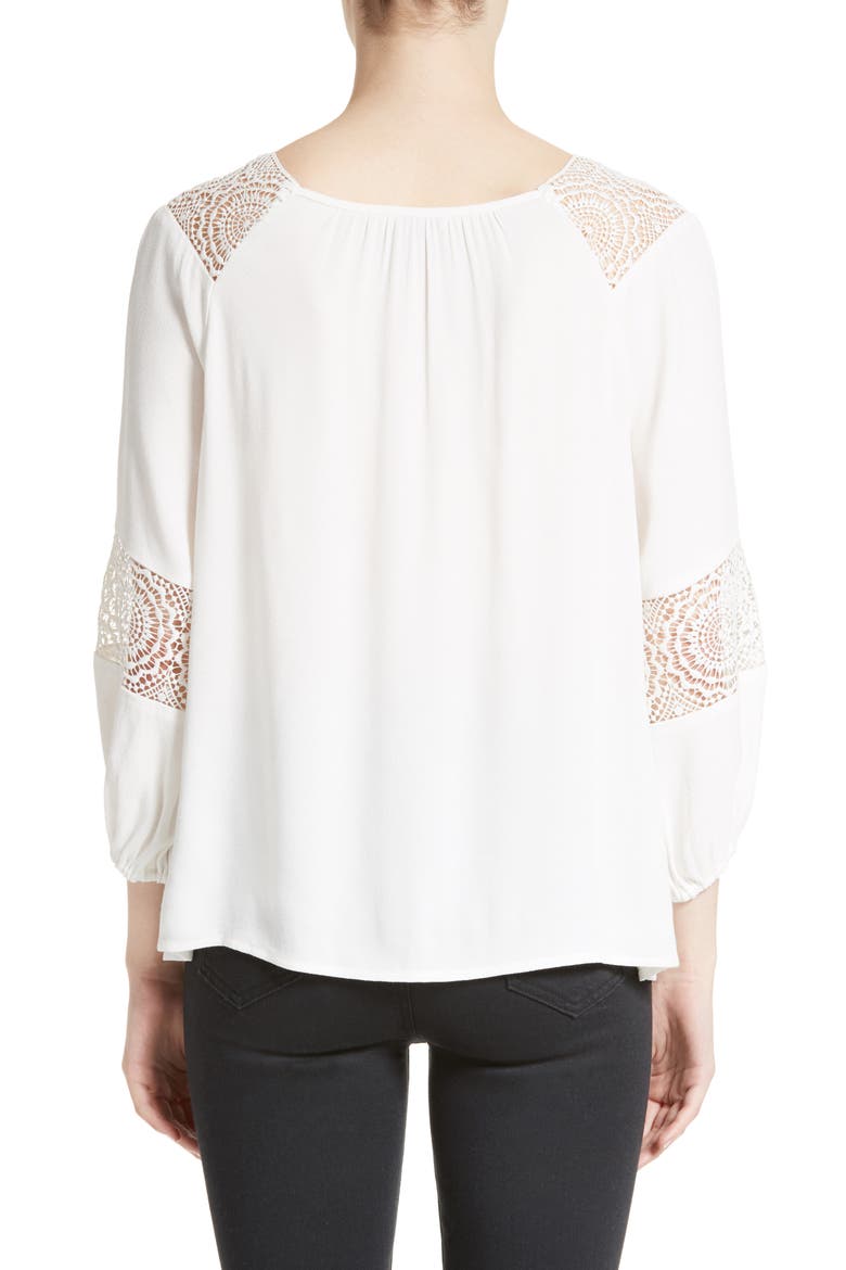 Bellange Lace Trim Blouse, Alternate, color, PORCELAIN