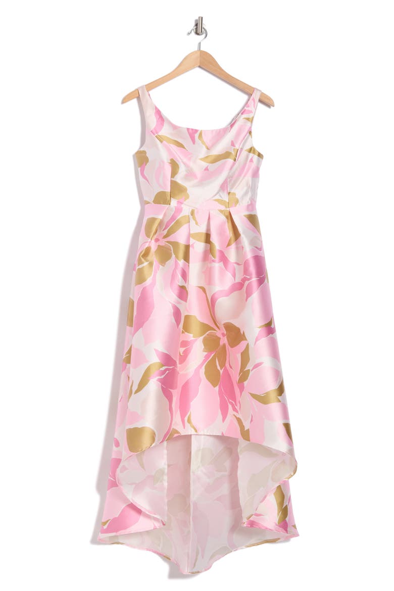 Floral Off the Shoulder A-Line High-Low Gown, Alternate, color, LIGHT PINK