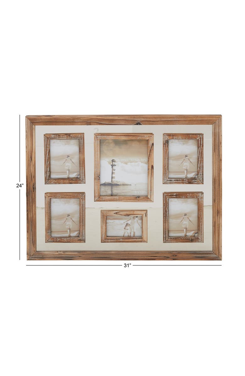 SONOMA SAGE HOME Brown Wood 6-Slot Wall Photo Frame with Wood Frame, Alternate, color, 