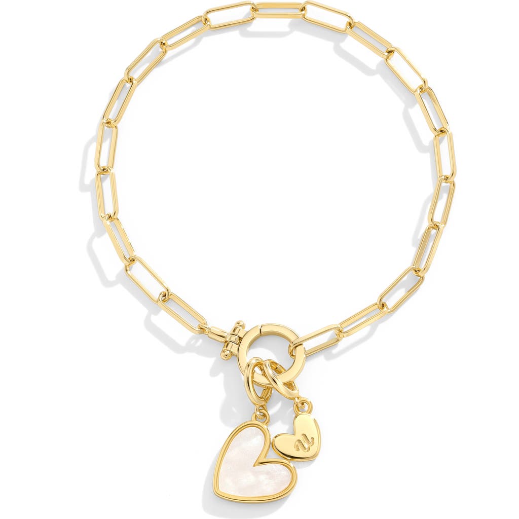 Mint & Lily Mother Of Pearl Initial Heart Charm Bracelet
