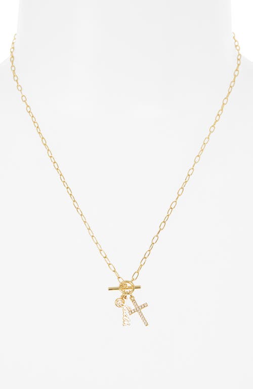 Argento Vivo Cubic Zirconia Cross & Faith Charm Necklace In Gold