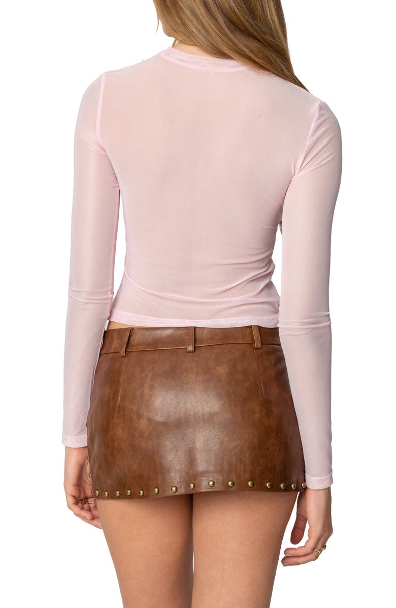 EDIKTED Vita Cameo Mesh Graphic Top, Alternate, color, Light-Pink