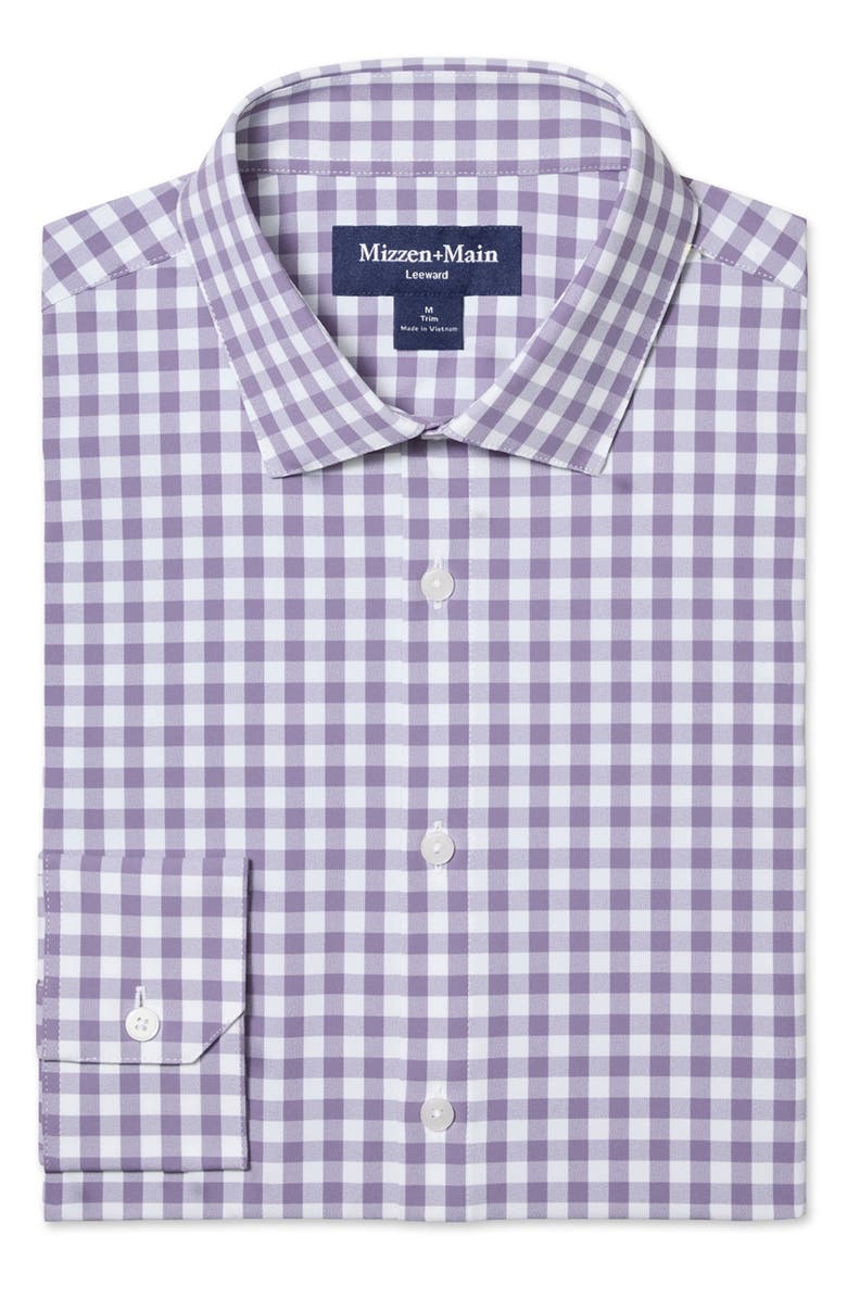 Mizzen+Main Leeward Trim Fit Performance Button-Up Shirt, Alternate, color, Purple Dusk Madison Check