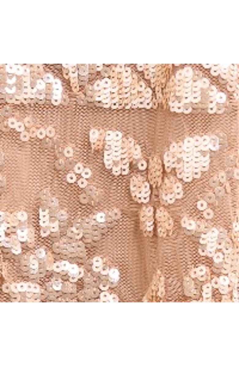 Needle & Thread Aurora Long Sleeve Round Neck Gown, Alternate, color, Butterscotch/ Gold