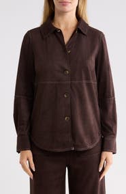 T Tahari Faux Suede Shirt