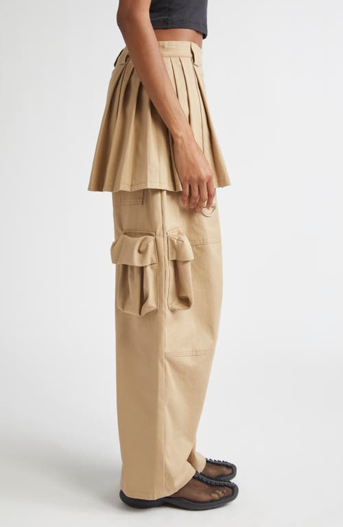 Collina Strada Lawn Plaid Skirt Overlay Cargo Pants In Neutral
