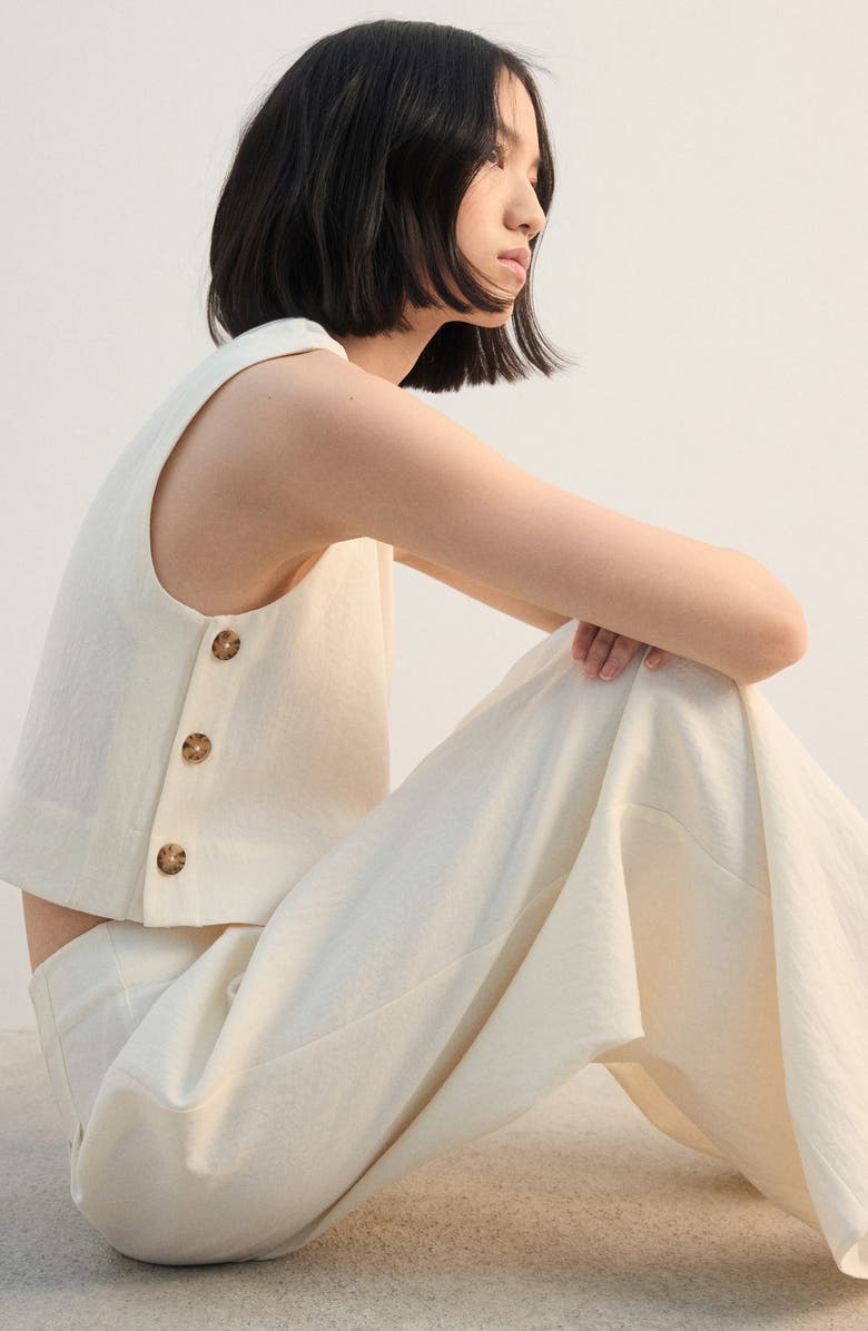 MANGO Pleated Straight Leg Pants, Alternate, color, Ecru