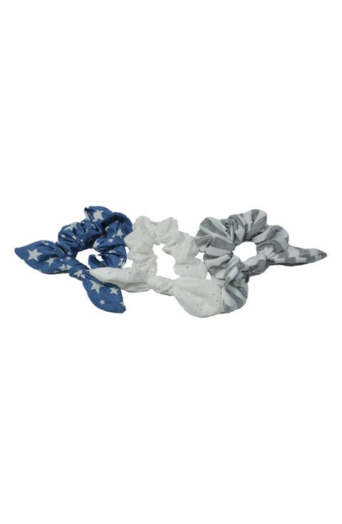 Stripe. Star & Bow Scrunchie - Pack of 3