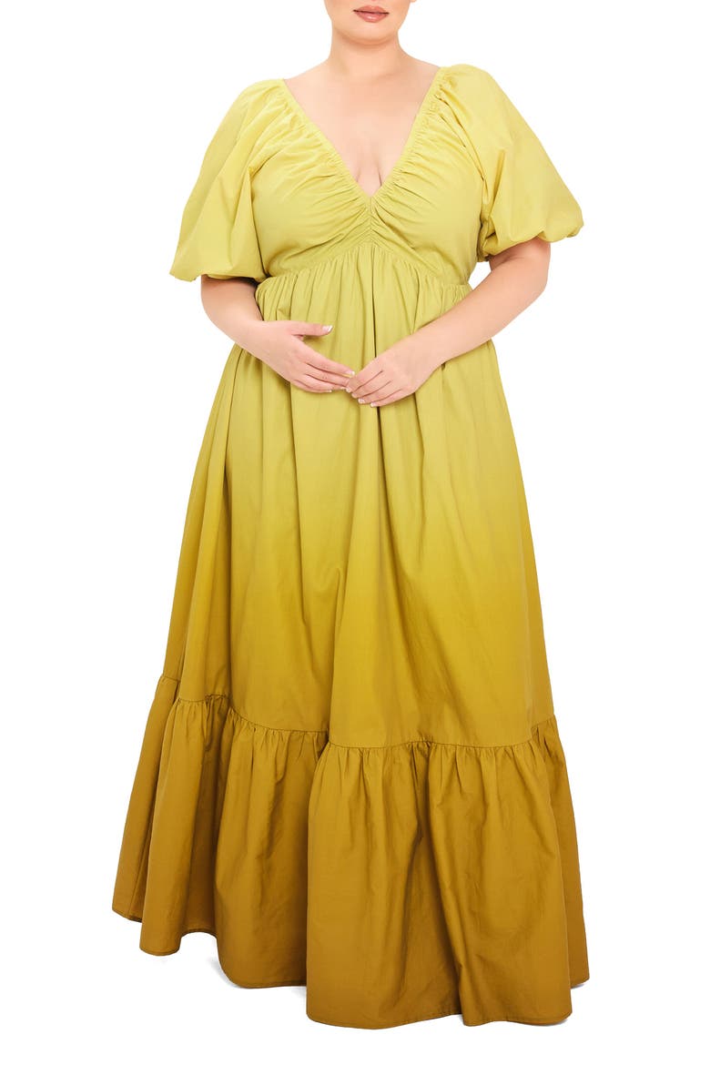 Ombré Cotton Maxi Dress, Main, color, OMBRE/ YELLOW