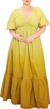 FLYING TOMATO Ombré Cotton Maxi Dress