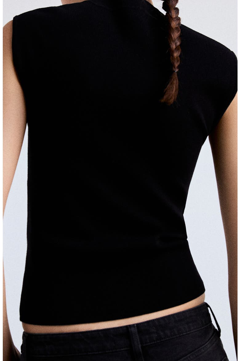 Cut-Out Sleeveless Mock Neck Sweater, Main, color, BLACK