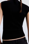 MANGO Cut-Out Sleeveless Mock Neck Sweater