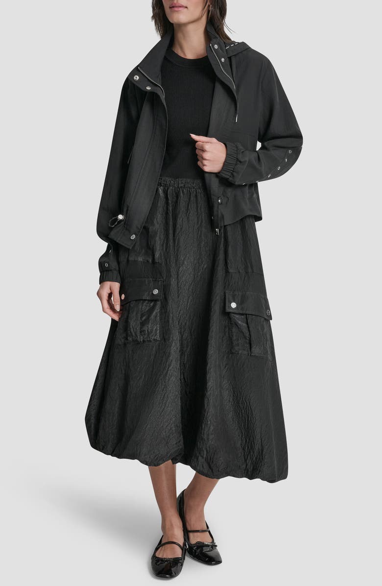 DKNY Studded Hooded Anorak, Alternate, color, Black