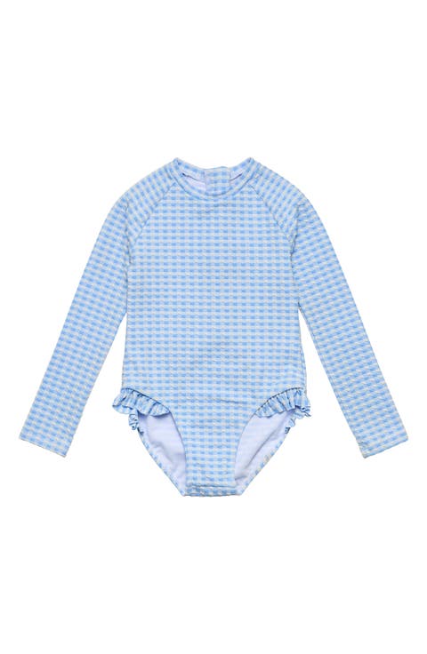 Kids' Seaside Gingham UPF 50+ One-Piece Rashguard Swimsuit (Toddler & Little Kid)